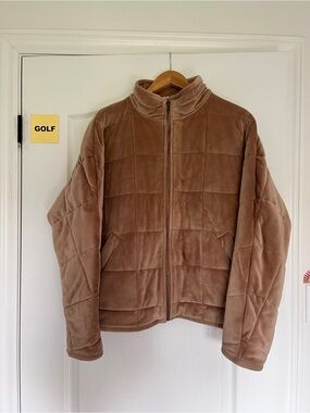Light Brown Quilted Suede/Plush Jacket